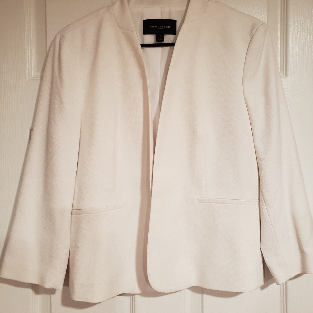White Ann Taylor open front blazer